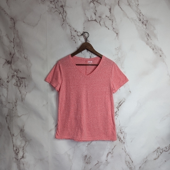 Duluth Trading Co Pink T-shirt Heathered V-neck Top Tee - Picture 1 of 6